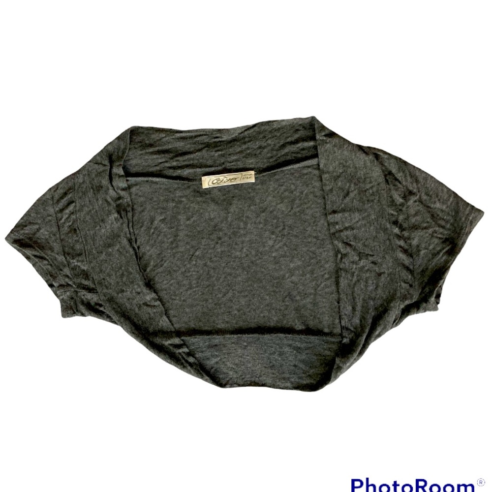 Dark Gray shrug. OXXO Fits like small/medium.